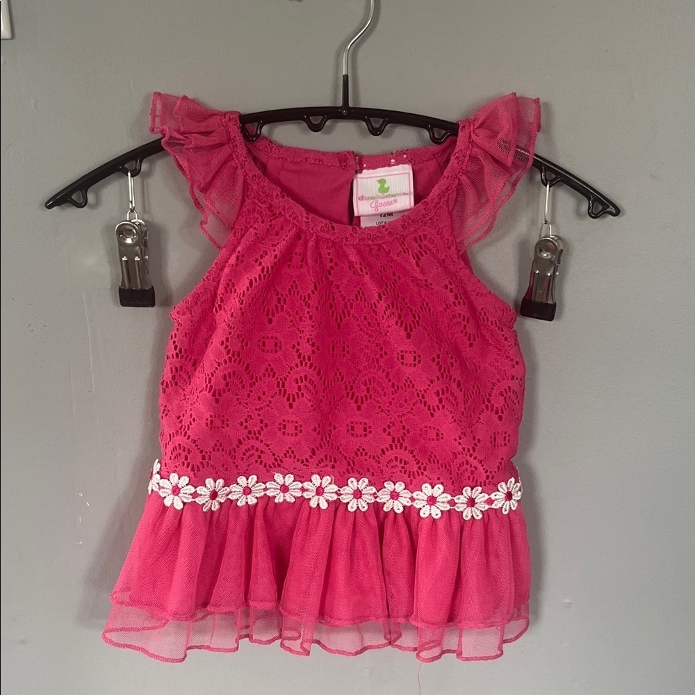 Charming Pink Lace Kids Blouse 12 Months